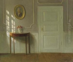 An Interior With A White Door by Alfred K. Harald Broge