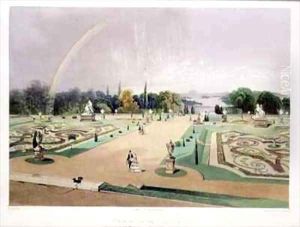 View in the Gardens of Eaton Hall by E. Adveno Brooke