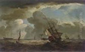 A Two-decker Heeling In An Offshore Breeze