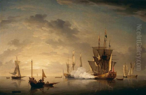 A Royal Yacht Firing A Salute - view 1