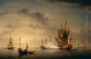 A Royal Yacht Firing A Salute