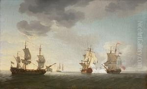 The Taking Of The French 
Merchantmen 'marquese D' Antin' And 'louis Erasme' By The English 
Privateers 'prince Frederick' And 'duke', 10th. July - view 1