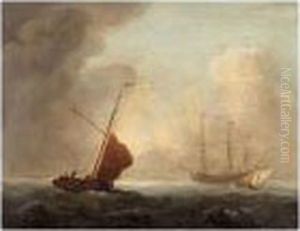 Dutch Man-o'-war With Fishing Boats In The Foreground