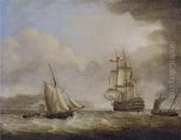 A British Royal Naval Two-decker In The Channel Off Dover - view 1
