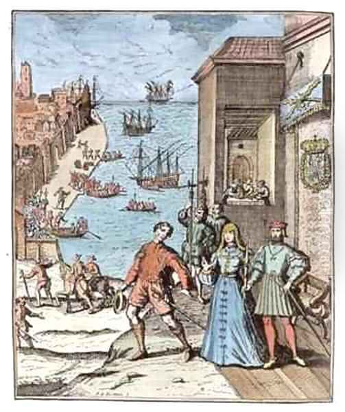 Parting of Columbus with Ferdinand and Isabella - view 1