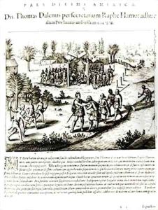 Ralph Hamor visits Powhatan by Theodore de Bry