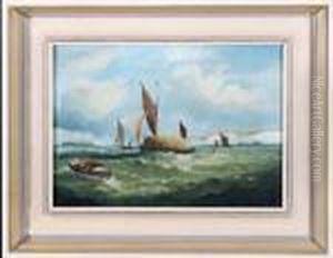 A Hay Barge And Other Shipping Of The South Coast by William Broome Of Ramsgate
