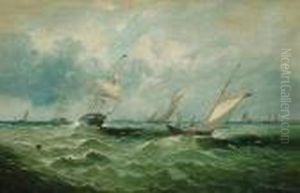 Shipping In A Swell Of The Coast by William Broome Of Ramsgate