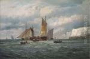 Fishing Smacks Preparing For Sea by William Broome Of Ramsgate