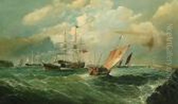 A Tug Towing A Ship Into A Harbour - view 1