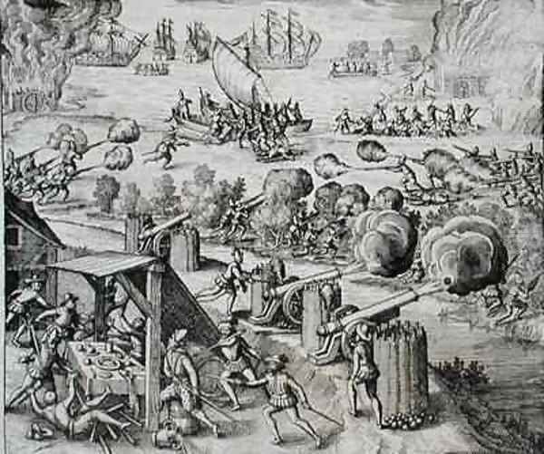 The Dutch fleet attack the Spanish fortress of Gratiosa on Gran Canaria - view 1