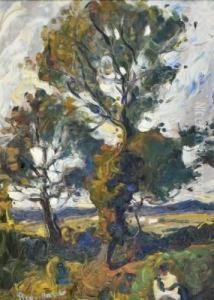 Femme Lisant Sous Les Arbres