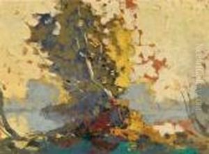 Riviere Et Sous-bois En Automne by Eugene Brouillard