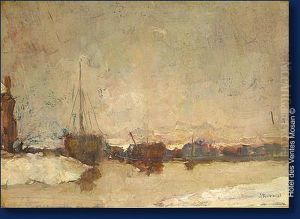 Bateaux Sur Le Fleuve by Jules Brouwers