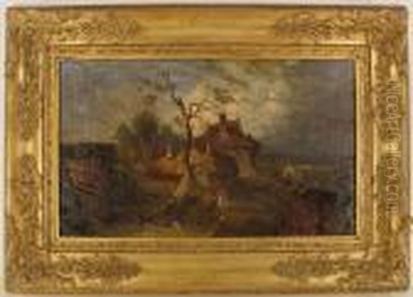 Figures Andcottages In Landscape - view 1