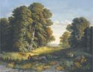A Traveller In A French Pastoral Landscape
