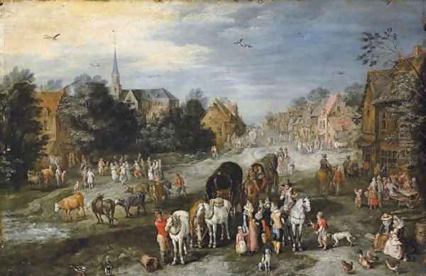A village landscape with a kermesse - view 1
