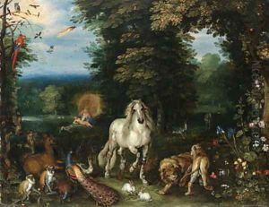 Animals and birds in the Garden of Eden, the Creation of Eve beyond
