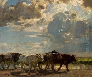 Cattle On A Track by John Alfred Arnesby Brown