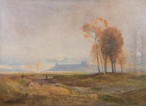 Italian Landscape With Bridge And Fortifiedtown - view 1