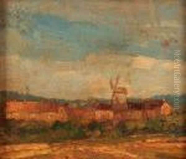 Norfolk Country Landscape With Distant Town And Windmill - view 1