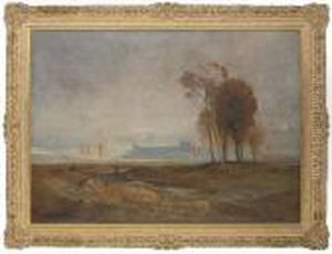A Figure In An Extensive Landscape With A Castle Beyond by John Alfred Arnesby Brown