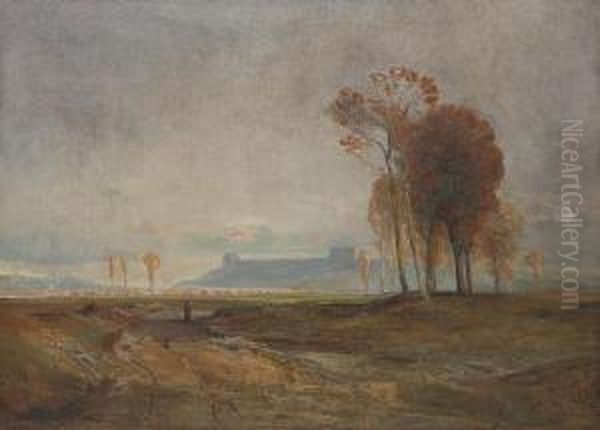 A Figure In An Extensive Landscape With A Castle In The Distance - view 1