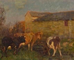 Cattle Before A Barn