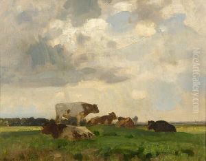 Cows Resting In A Meadow by John Alfred Arnesby Brown