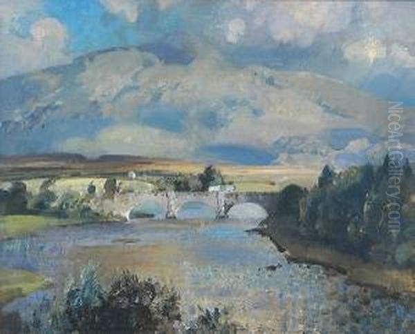 Bridge Over The River With Mountains Beyond - view 1