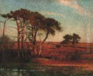 Sunrise Over An Autumnal Landscape by John Alfred Arnesby Brown