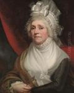Portrait Of A Lady, Half-length,
In A Black Dress With A Brocadeshawl And A Mob Cap, A Pair Of
Spectacles In Her Right Hand by Mather Brown