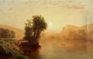 River Scene At Sunset
