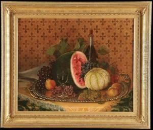 Still Life With Watermelon, Grapes, Peaches And Pears by William Mason Brown