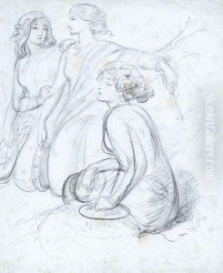 Couple With Child by Hablot Knight Browne