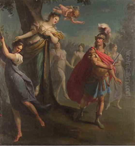 Armida enchanting Rinaldo; and The warriors in Armida's garden - view 1