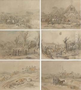 Hare Hunting Extraordinary;
Running The Rail; Bellowes To Mend;something Like A Finish; Pounded And
No Mistake; And Look Beforeyou Leap by Hablot Knight Browne