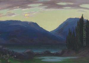 Sundown At Tadousac, Quebec; The Rising Moon At Tadousac, Quebec by Joseph Archibald Browne