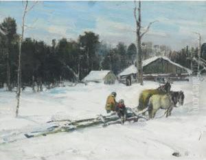 Logging Team, Winter by Peleg Franklin Brownell