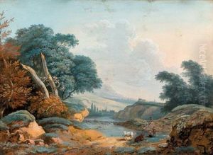 Arcadian Landscape With Figures And Cattle