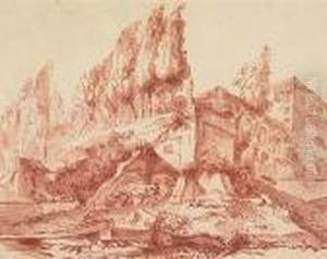 Italianate Landscape With A Villa by Lazare Bruandet