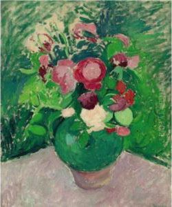 Green Jug Of Roses: Still Life (bouquet Of Flowers) by Patrick Henry Bruce