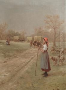 The Shepherdess by Lajos Bruck