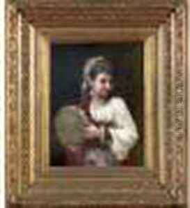 La Joueuse De Tambourin by Lajos Bruck