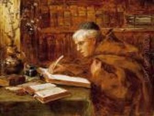 In The Library by Lajos Bruck