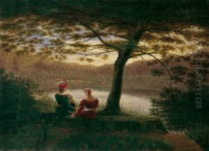 Troubadour Und Seine Dame An Einem See by Wilhelm Brucke