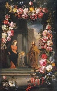 Guirnalda De Flores Con Trinidad En La Tierra by Jan Peeter Brueghel
