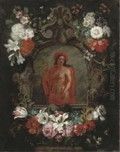 A Personification Of America In A Cartouche by Jan Peeter Brueghel