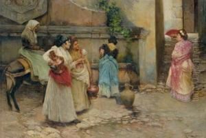 Mujeres Sacando Agua De Un Pozo (women Gathering Water At A Well)
