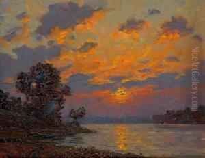 Malerischeabendliche Flusslandschaft by Victor Brugairolles